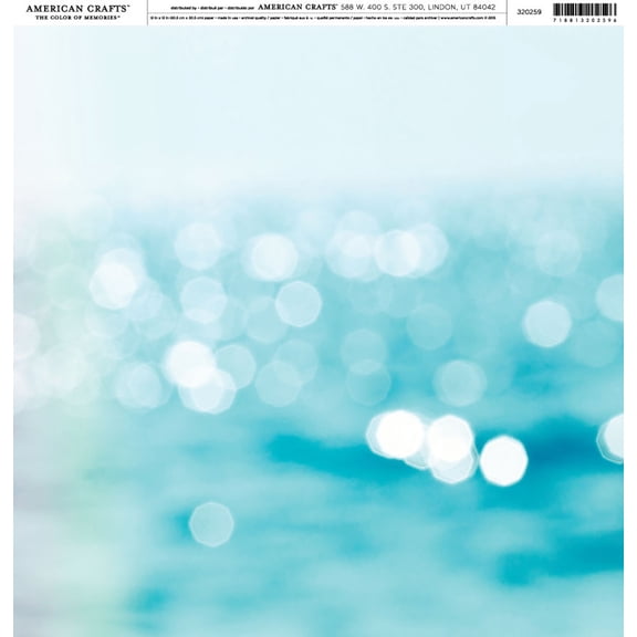 American Crafts Brands Summer Cardstock 12"X12"-Crush-Water