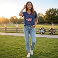 thumbnail image 4 of Bexdxz Women's 9.11 Never Forget Printed V-Neck Short Sleeve T-Shirt Patriotic American Flag 2001-2026 25Th Anniversary Honor Tee for Everyday Wear Dark Blue M, 4 of 7