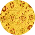 thumbnail image 1 of Ahgly Company Machine Washable Indoor Round Abstract Yellow Modern Area Rugs, 7' Round, 1 of 4