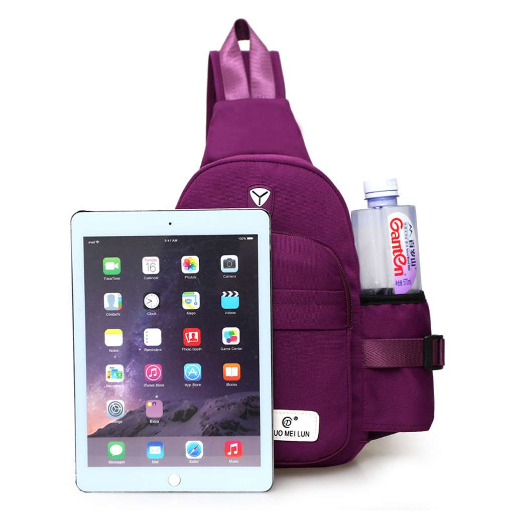 Sixtyshades Men Women Nylon Crossbody Shoulder Chest Bag Waterproof Unbalance Sling Backpack Messenger Bag for Travel Hiking (7.1"*2.75"*13.5",Purple) - image 2 of 8