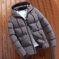 thumbnail image 4 of Men's Puffer Jacket Warm Puffy Lightweight Down Drawstring Packable Quilted Coat Hooded Insulated Winter Parka, 4 of 5