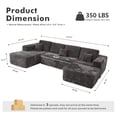 thumbnail image 4 of Vcatnet 135" Modular Sectional Sofa L Shaped Corduroy Couch Oversized Modern Minimalist Cloud Couch with Chaise for Living Room, Gray, 4 of 10