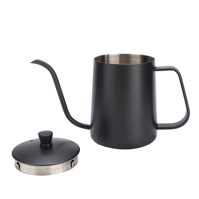 Tetera de acero inoxidable con cuello de cisne para verter Sobre Café, Olla de GOTEO con boquilla Larga y Estrecha, Portátil para acampar, compatible con cocina de inducción