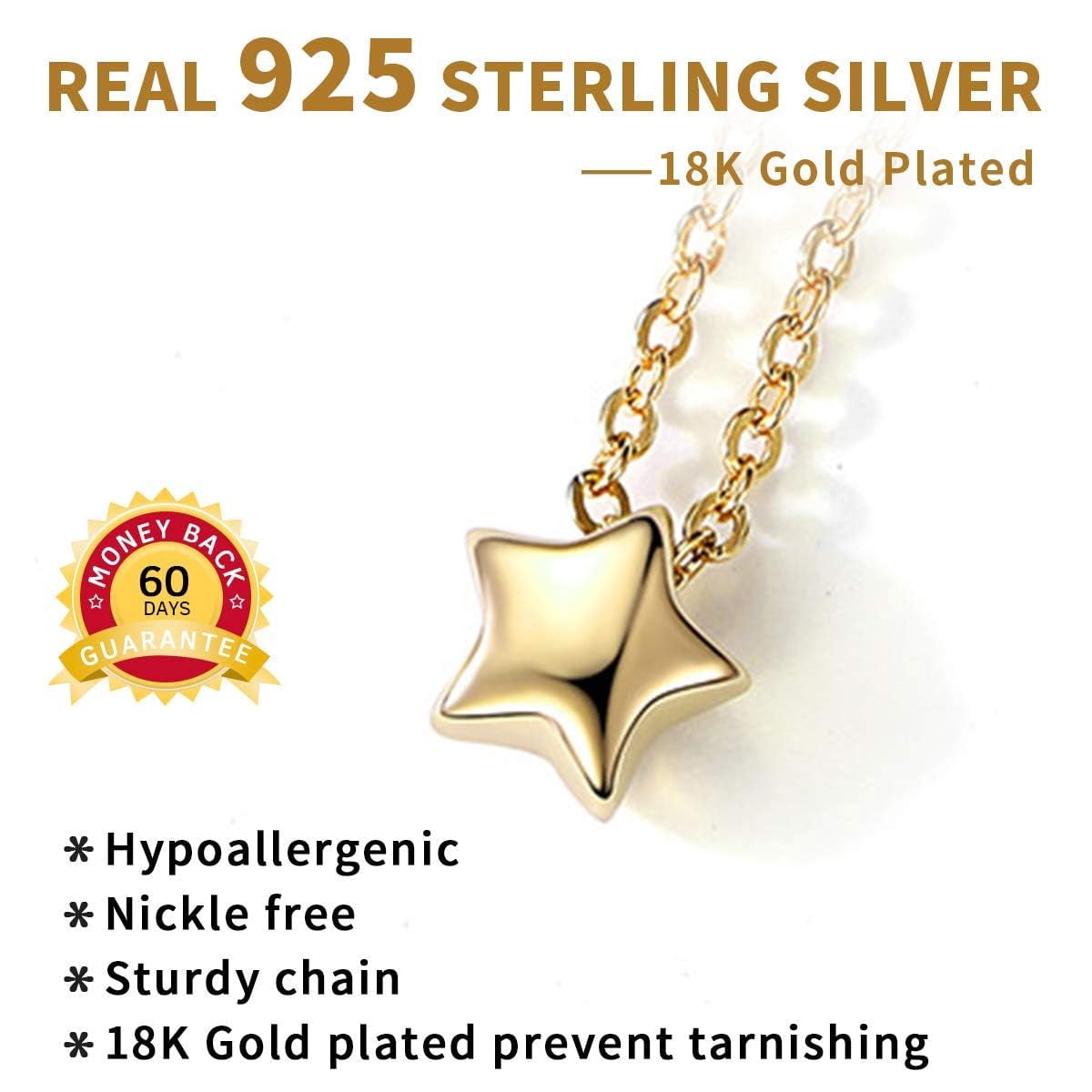 ChicSilver Star Necklace 14K Gold Plated Tiny Star Pendant Necklace Gifts for Women Valentines Mothers Day Birthday Anniversary