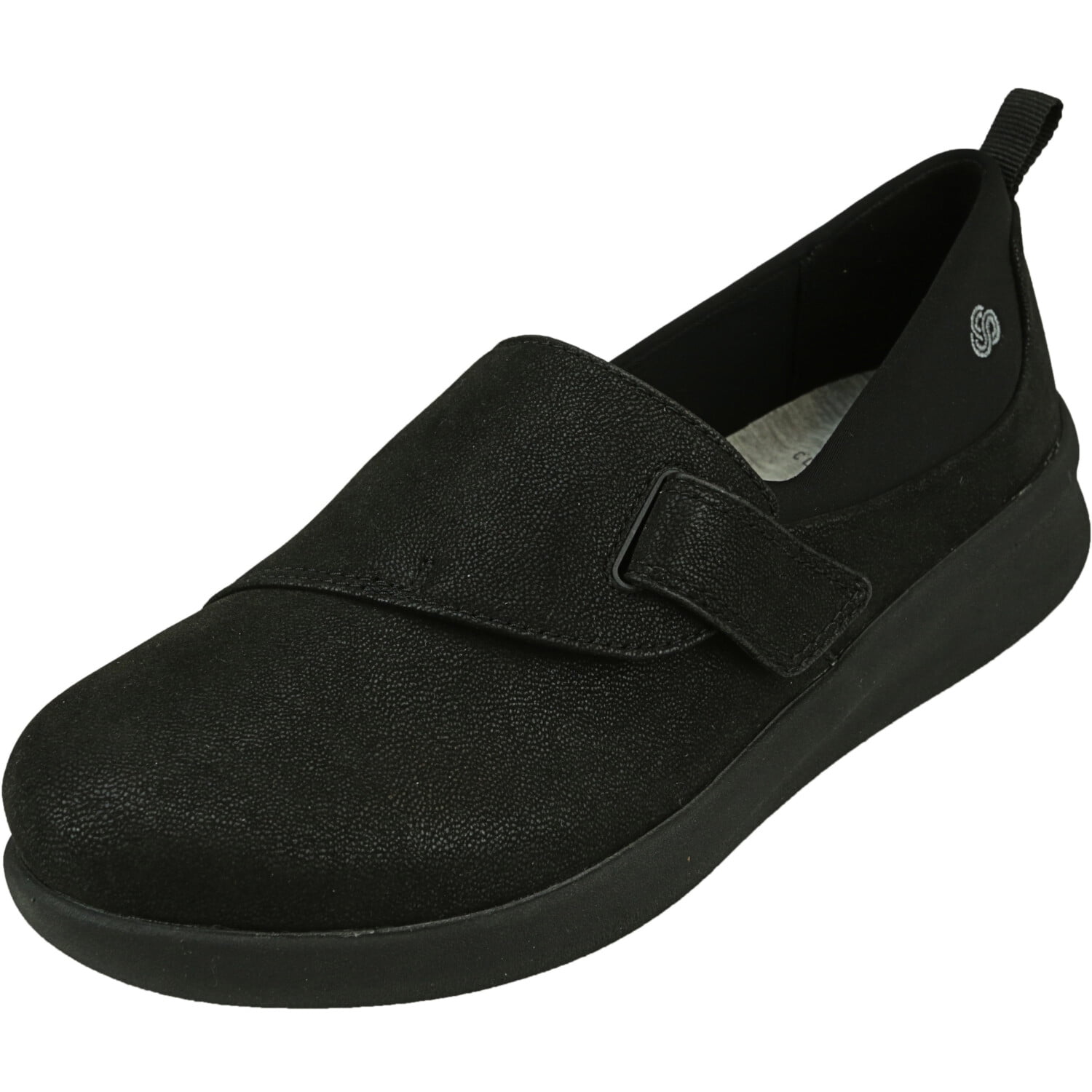 wide black slip on shoes