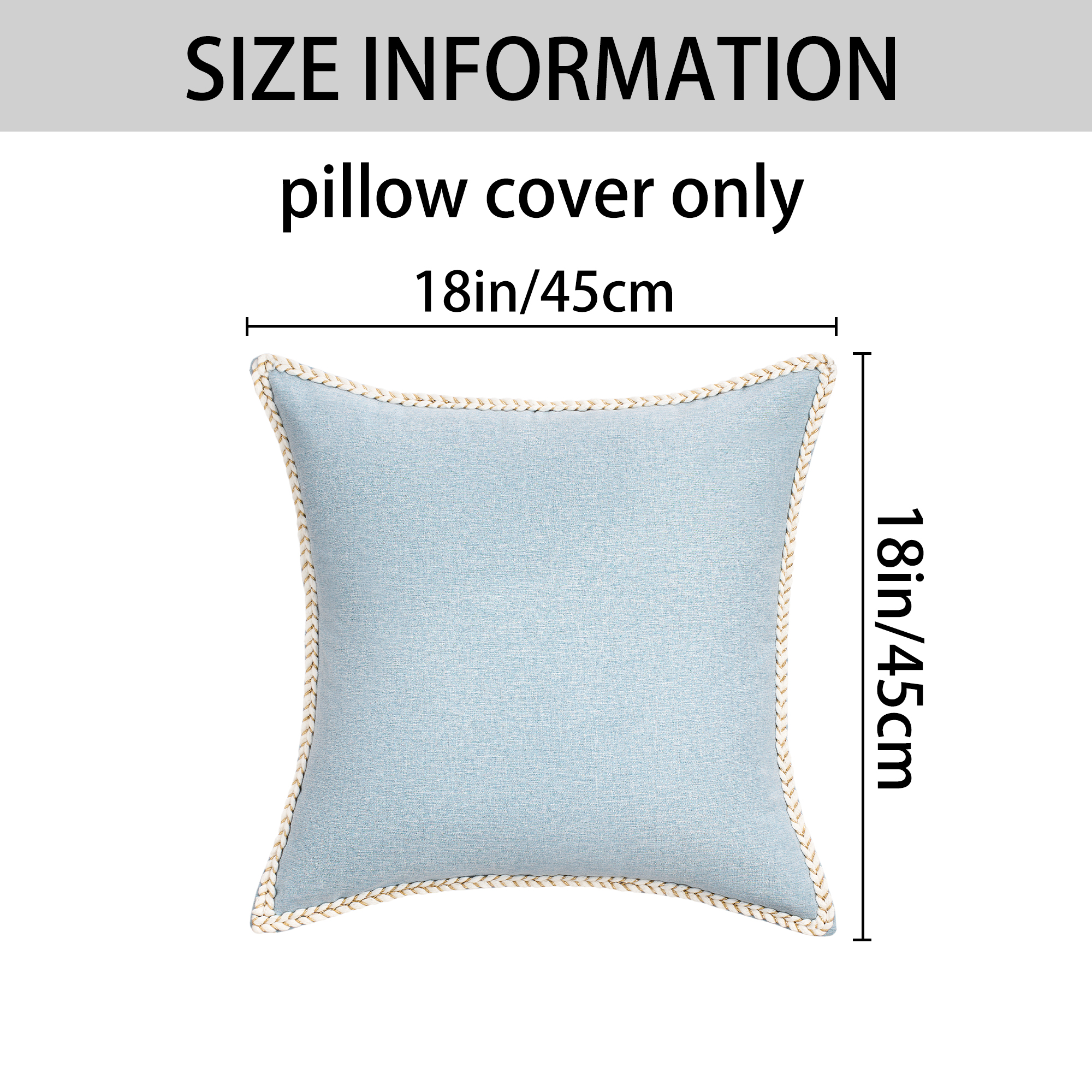 Unique Bargains Pack of 2 Soft Solid Throw Pillow Covers Cases for Couch 18" x 18" Blue