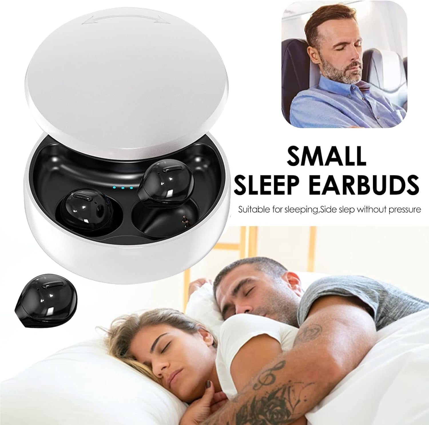 Smallest Invisible Earbuds Wireless Ear Buds Bluetooth in Ear Mini Discreet Small Tiny Earpiece Sleep Earbuds Hidden with Charging Case Headphones for Small Ears Work Sleeping Android