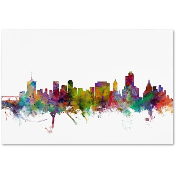 Trademark Fine Art "Tulsa Oklahoma Skyline" Canvas Art by Michael Tompsett