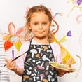thumbnail image 2 of Colorful Mushroom Mixed Black Pattern Kids Aprons for Girls and Boys,Adjustable Neck Strap Toddler Aprons for Kids Cooking Baking, 2 of 6