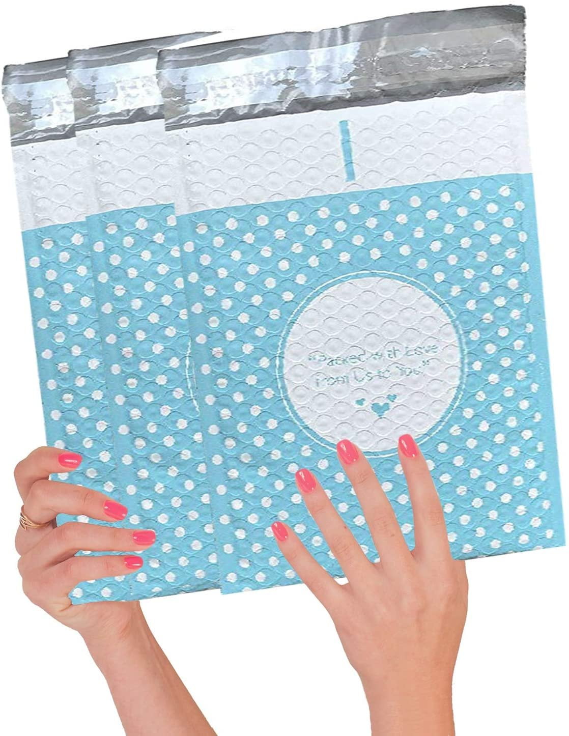 10 Pack Blue Dot Poly Bubble Mailers 8.5 x 11. Padded Envelopes 8 1/2 x