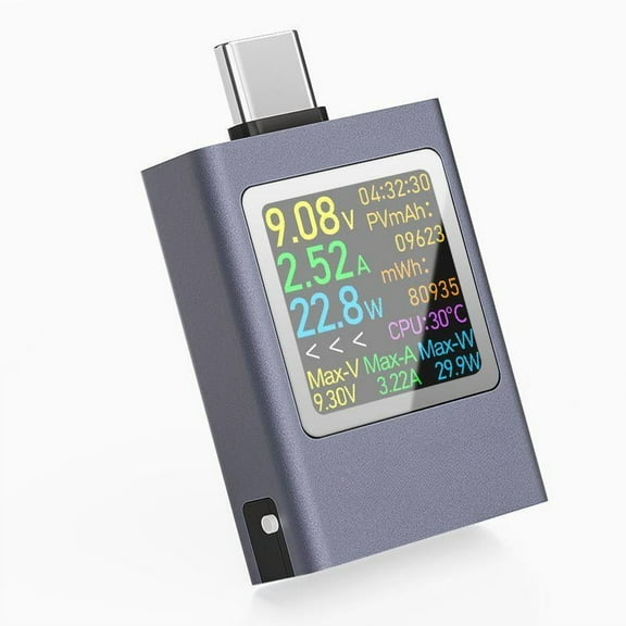 Type-C PD Fast Charger Tester, Multifunctional Cable Digital Current Voltage Meter Detector with LCD Display for USB Charging