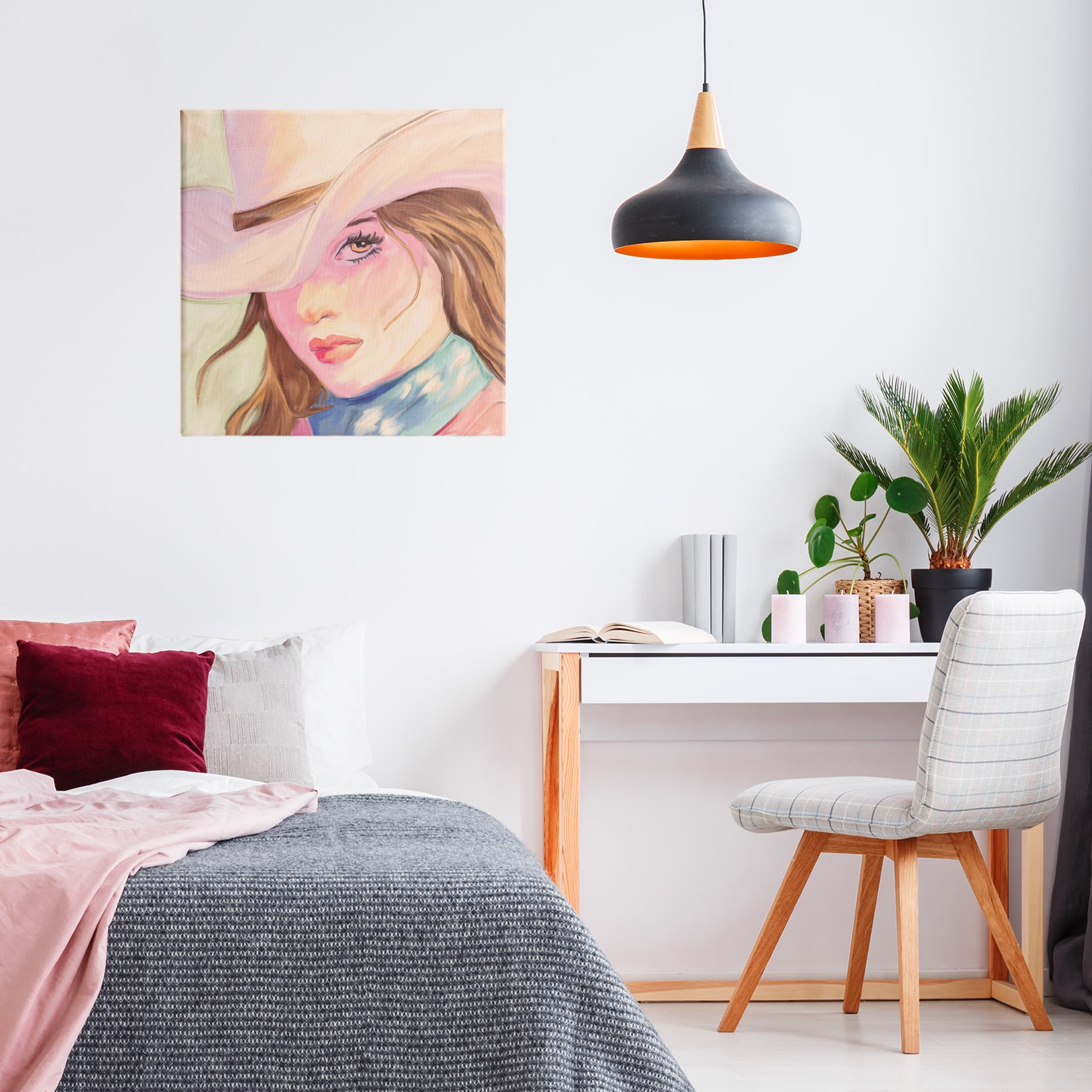 Pastel Cowgirl Brunette Canvas Wall Art, design by Kim Allen