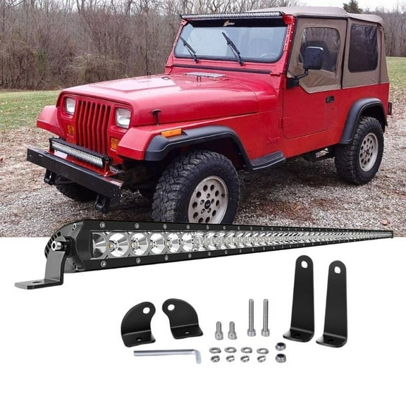 Nilight Amber 51inch 250W Super Slim Spot Flood Combo Light Bar 24500LM 3D Driving Fog off Road Lights for Trucks Pickup SUV ATV UTV Boat 4x4 Van Camper-2 Style Mounting