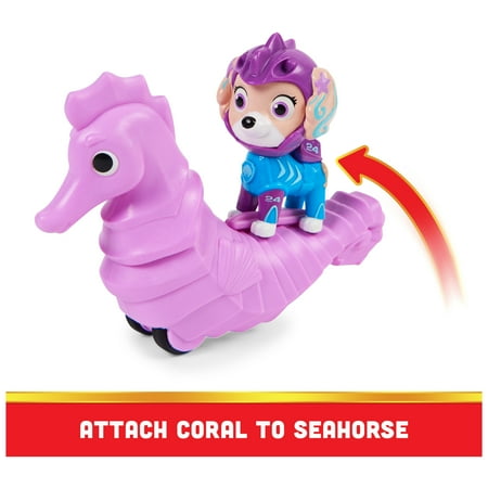 PAW Patrol, Aqua Pups Coral and Seahorse Action Figures for Kids Ages 3 and up