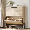 thumbnail image 1 of GloryStar Shoe Organizer Cabinet with Metal Legs, 2 Flip Drawer Narrow Storage Rack for Entryway, Hallway, or Living Room, 1 of 9