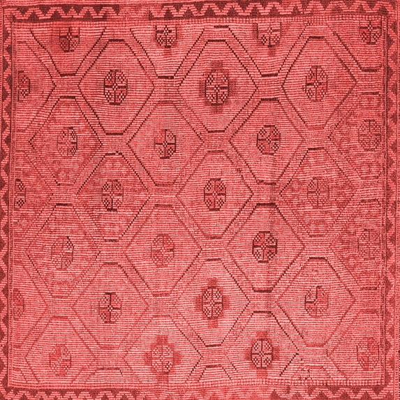 Ahgly Company Indoor Square Southwestern Red Country Area Rugs, 4' Square