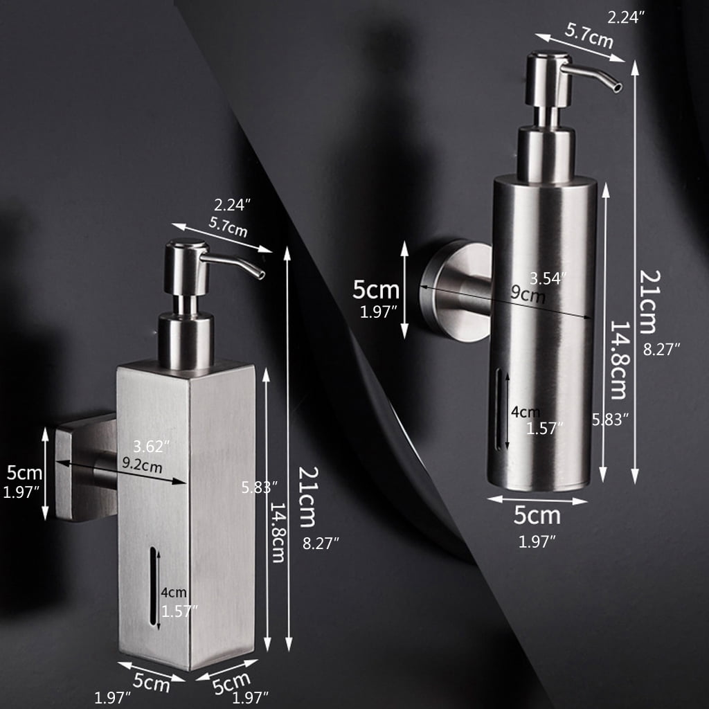 Stainless Steel Brushed Finish Soap Dispenser Bathroom Shampoo Box Soap Container Wall Mounted Soap Dispenser