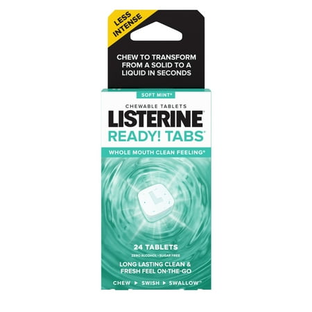Listerine Ready! Tabs Chewable Tablets with Soft Mint Flavor, 24 Ct