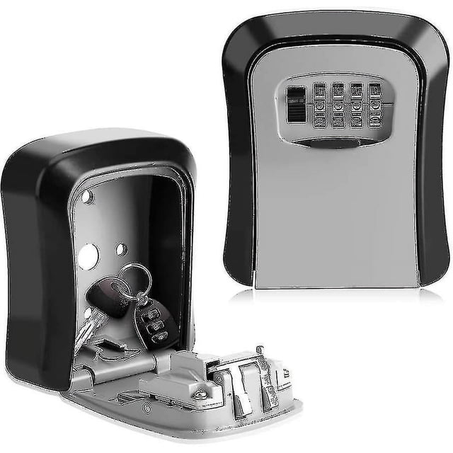 Caja de seguridad con cerradura para llaves, combinación de 4 dígitos, para montaje en pared, para compartir llaves de forma segura en interiores y exteriores