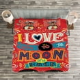 thumbnail image 3 of Ambesonne I Love You Quilted Bedspread Set 3 Pcs, Couple Hug Oriental, King Size, Red Blue, 3 of 3