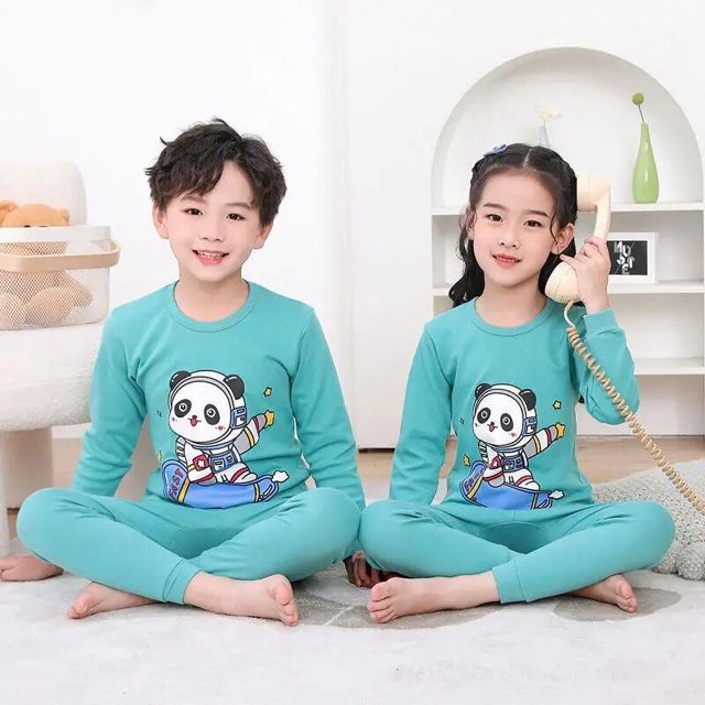 Conjunto de pijamas de Navidad para niños y niñas, ropa de dormir con cuello redondo y pantalones largos, con dibujos de gatos, para invierno