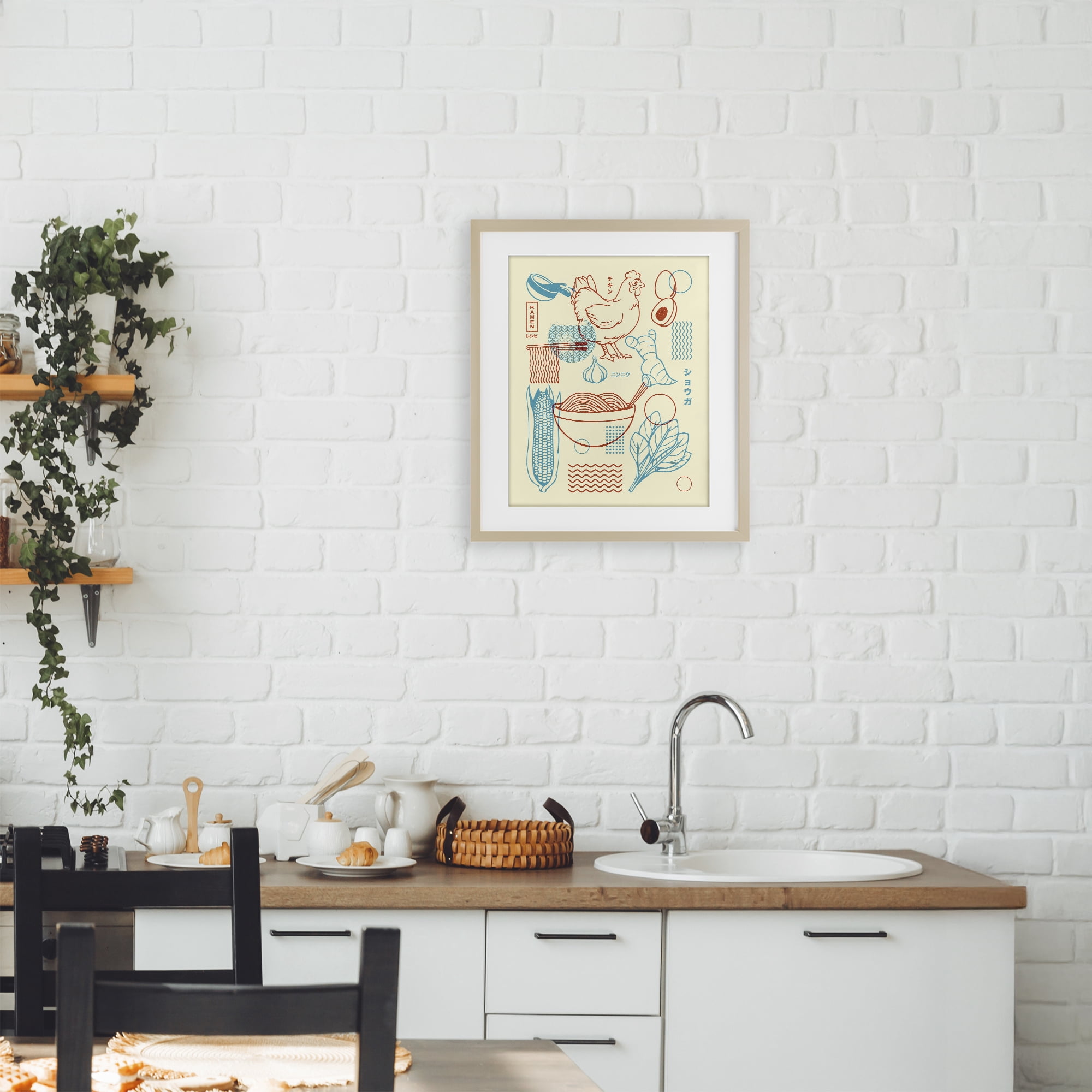 Stupell Industries Minimalist Ramen Ingredients Birch Framed Print Under Glass, design by Tobe Fonseca