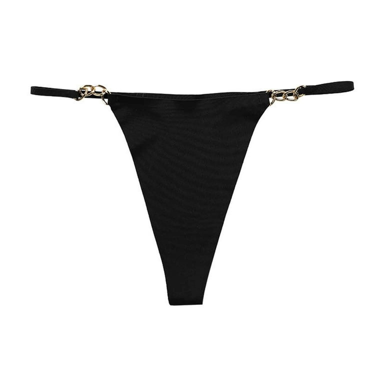 Aayomet Women Panties Seamless Cotton Thongs For Women Lace Womenâ€™s  Underwear Breathable No Show T Back Tanga Panties,Black M 