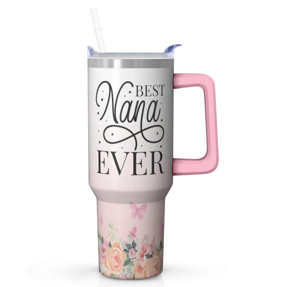 Heartfelt Nana Gift from Grandchildren! 40oz Straw Tumbler for Grandma, Best Birthday Christmas Mothers Day Gift Idea for Nana, Keeps Drinks Ice Cold All Day