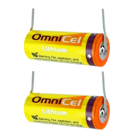 2x Omnicel ER18505 3.6V 3.8Ah Sz A Lithium Battery  Tabs Sensors Detectors