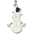 thumbnail image 1 of Sterling Silver 24" Unisex 1.5mm Box Chain White Enameled Snowman Black Enameled Top Hat Pendant Necklace, 1 of 2