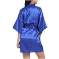 thumbnail image 3 of WREESH Womens Satin Nightgown Color Ding Robe Bathrobe Color Light Summer Thin Short Cardigan Robe Blue, 3 of 5