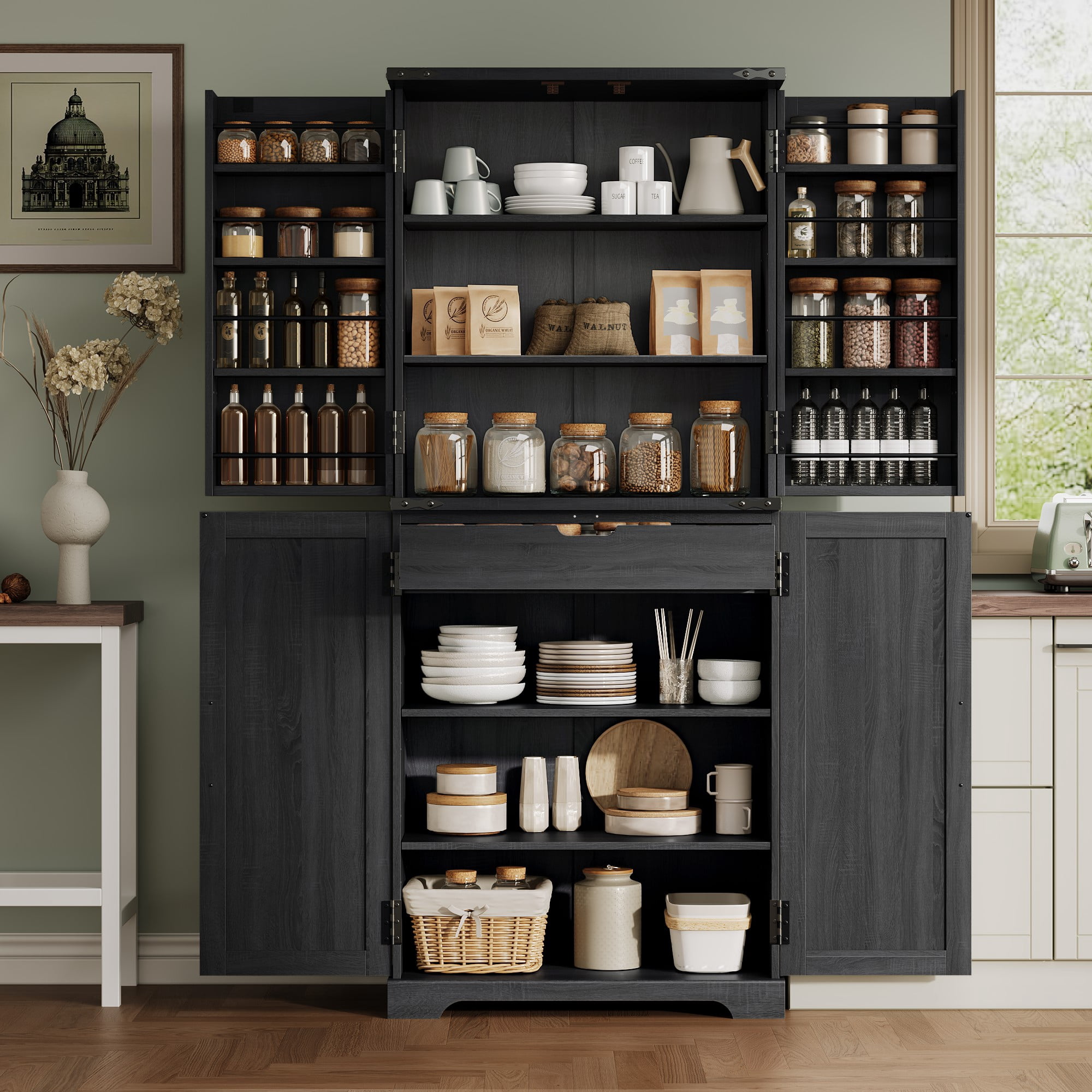 IFMUST 72" Pantry Cabinet Kitchen Food Storage Cabinet Kitchen Larder Cupboard For Kitchen Restaurant Living Room Bathroom