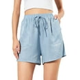 thumbnail image 1 of Lovito Casual Plain Pocket Delicate Texture Denim Shorts, 1 of 5