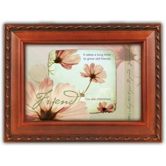 Old Friends Friendship Faux Woodgrain Music Jewelry Box Plays That's What Friends Are For