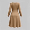 thumbnail image 6 of Fall Long Sleeve Dresses for Women Elegant V Neck Twist Front Waist Casual Midi Party Formal Wedding Guest Dress,Sizes S-2XL, 6 of 9