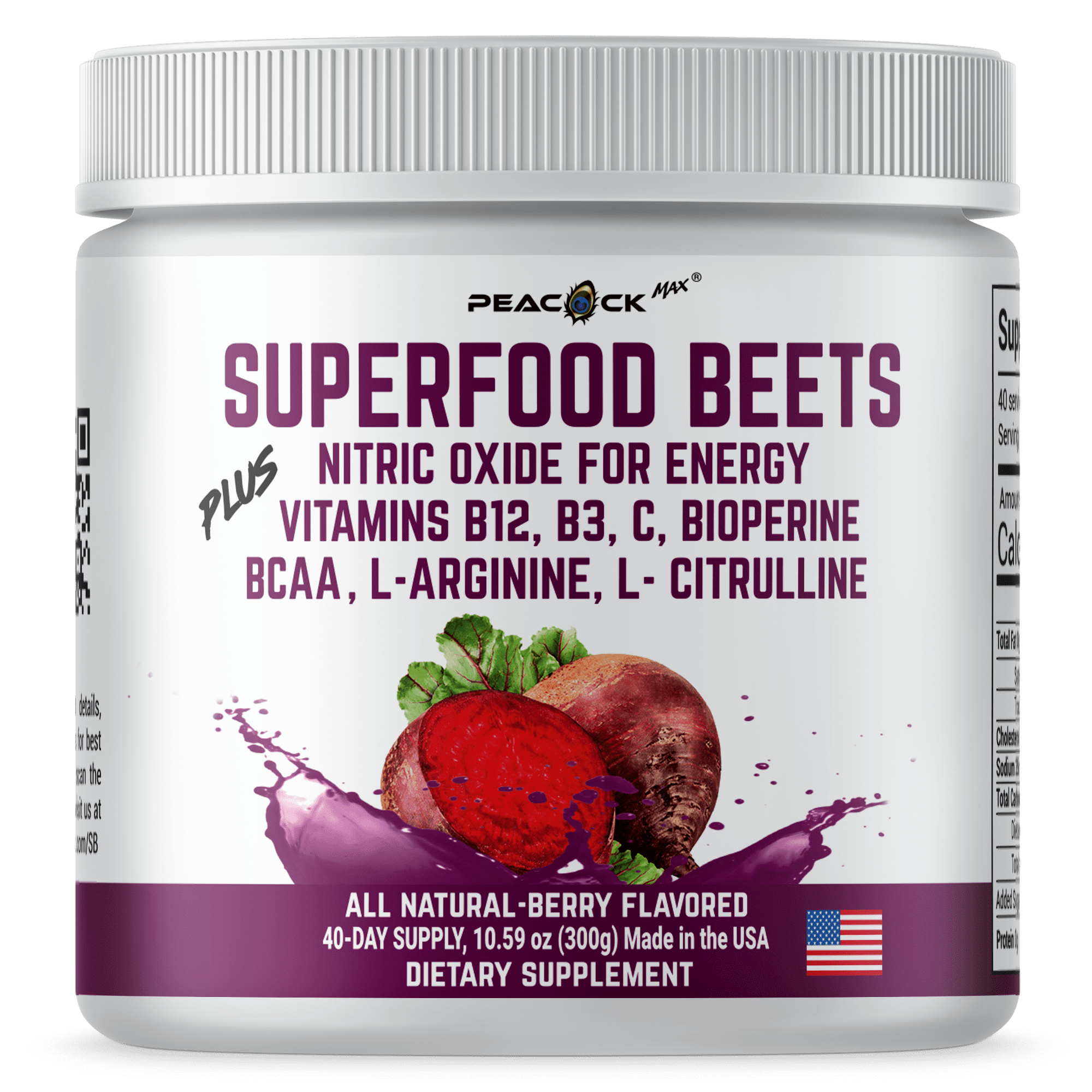 Super ORGANIC BEETS + Nitric Oxide Vitamins B12 B3 C BioPerine BCAA L