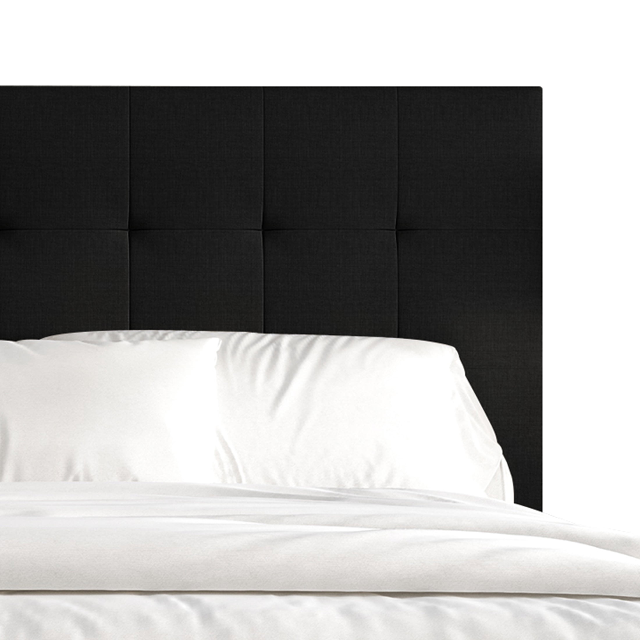 Castle Place Classic Linen Upholstered Twin Platform Bed, Black