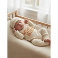 thumbnail image 6 of BemeyourBBs Newborn Auntie's Little Bestie Outfit Baby Boy Girl Fall Winter Spring Clothes Waffle Knit Romper Long Sleeve Letter Embroidery Jumpsuit with Hat Set, 6 of 9