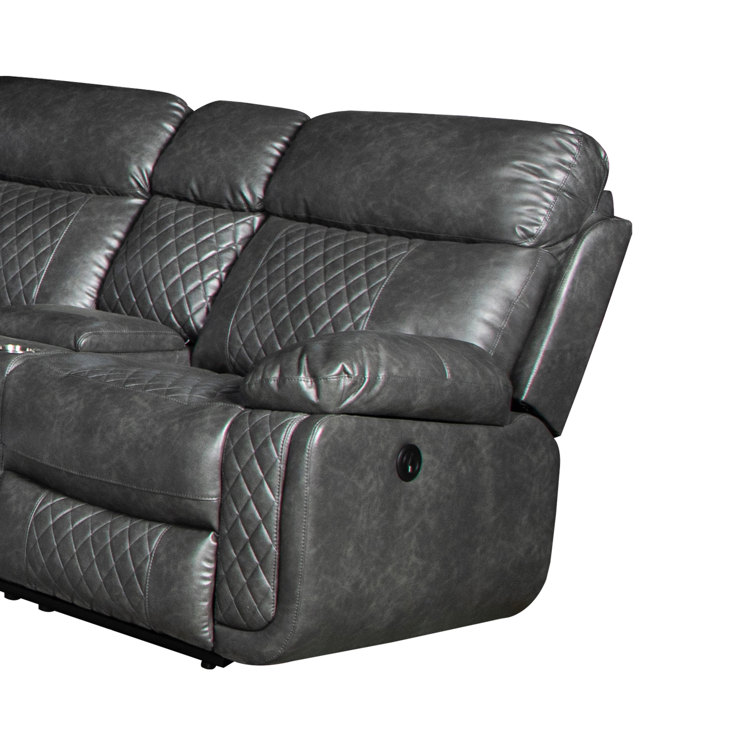 Contemporary Plush Faux Leather Upholstered Living Room Reclining Loveseat, Grey