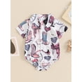 thumbnail image 2 of JYYYBF Baby Boy Romper, Short Sleeve Button-down Horse Boots Print Summer Bodysuit Clothes for Casual Daily, 2 of 7