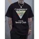 thumbnail image 1 of Men's Casablanca Tennis Club Vintage Logo Print Short Sleeve T-Shirt - White Streetwear Style 100% Cotton Breathable Summer Casual Tee, Regular Fit, Casual Outings Tee | Breathable Fabric, 1 of 6