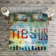 thumbnail image 3 of Ambesonne New York Quilted Bedspread Set 3 Pcs, Grunge Words Culture, King Size, Multicolor, 3 of 3