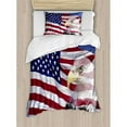 thumbnail image 3 of Ambesonne American Flag Bless in the Wind with Eagle Icon Double Exposure Citizen Image Duvet Cover Set, 3 of 3