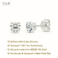 thumbnail image 3 of Tilo Jewelry 10K White Gold Solitaire Round CZ Stud Post Earrings with Secure Push-backs | 8mm | Classic Everyday Earrings | Women, Men, Unisex, 3 of 11