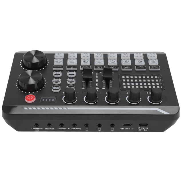Tarjeta De Sonido En , Tarjeta Mezcladora De Sonido Profesional De Doble Canal Reducción De Ruido Inteligente Luz Colorida Para PC