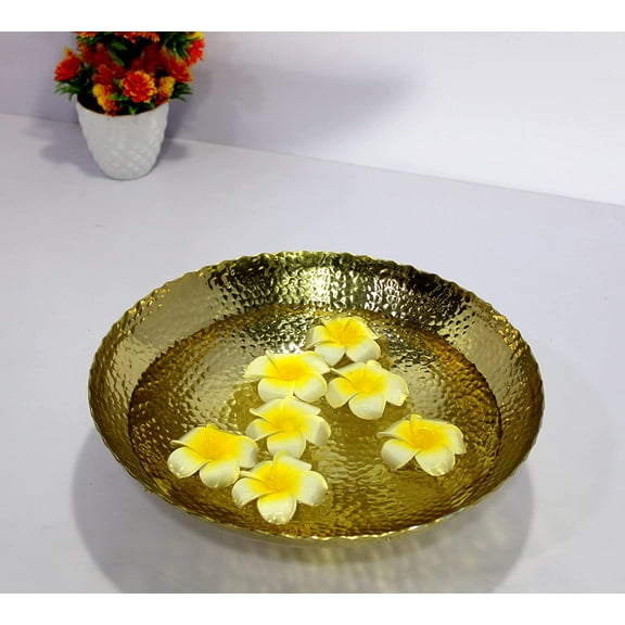 eSplanade - Ethnic Decorative Metal Urli Traditional Bowl Showpiece | Home Decor | Vastu for Home - 12.5" Inches Dia. - Medium Size