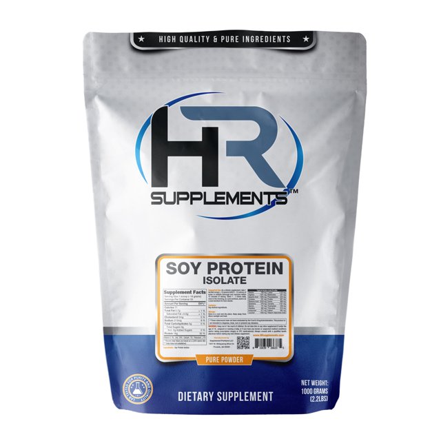 HR SUPPLEMENTS Soy Protein Isolate Powder | 1 Kilogram (2.2 Lbs) | Lean Muscle Building | Vegetarian and Vegan Safe Protein Source | Lab Tested Ingredients