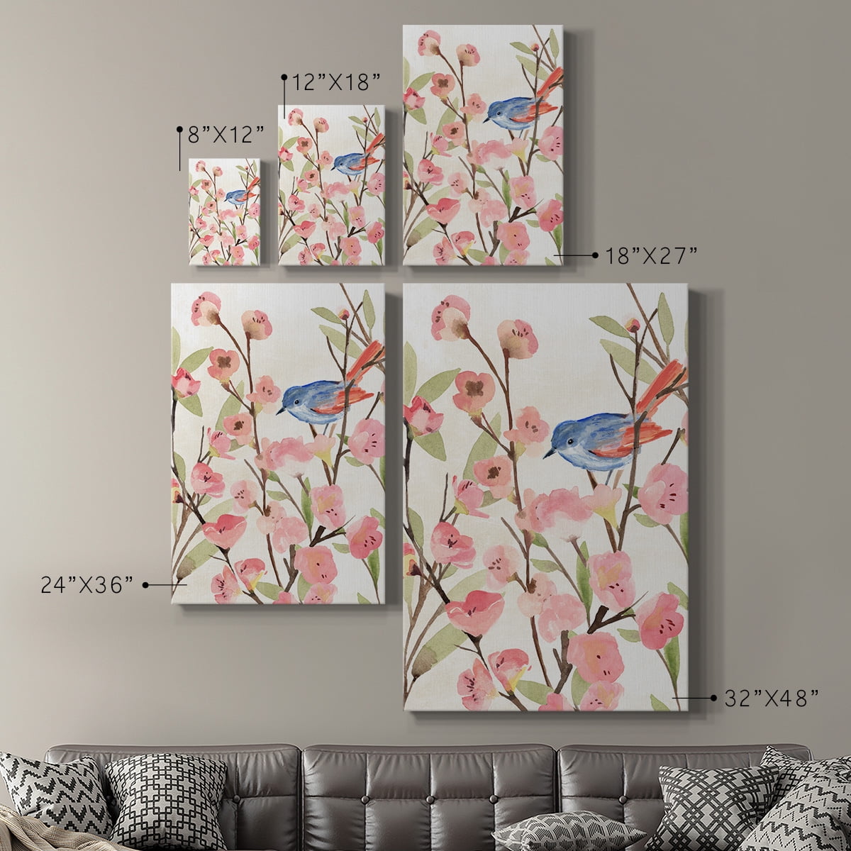 Cherry Blossom Perch II Premium Gallery Wrapped Canvas - Ready to Hang