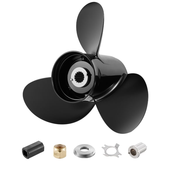 KFFKFF Aluminum Outboard Propeller, 15 Spline Tooth Design for Mercury Engines 40-140 HP, 4-1/4" Gearcase, 3-Blade, Right Hand Rotation, Compatible with OEM Parts No. 48-77344A45