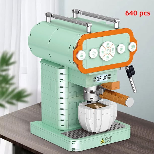 Juego de bloques de construcción de máquina de café para niños, Mini bloques de construcción de máquina de escribir con forma de globo, Ideas creativas clásicas, juego de juguetes para niños, 2023